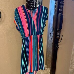 Halogen Multicolor Striped V-Neck Top
